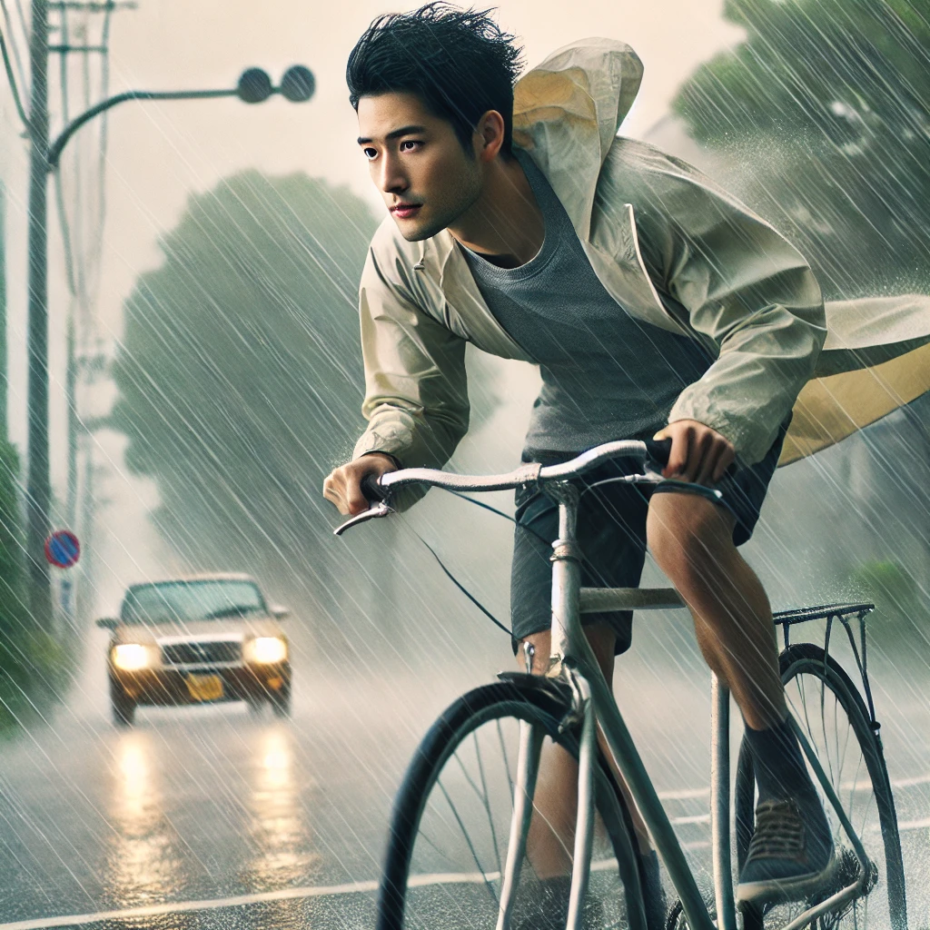 風速7mと雨の日レインコート