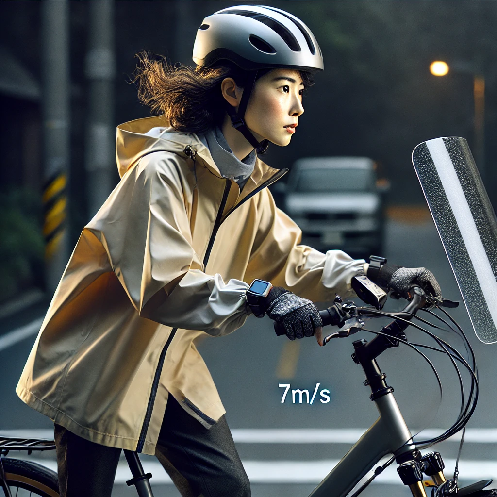 風速7m自転車の安全対策装備