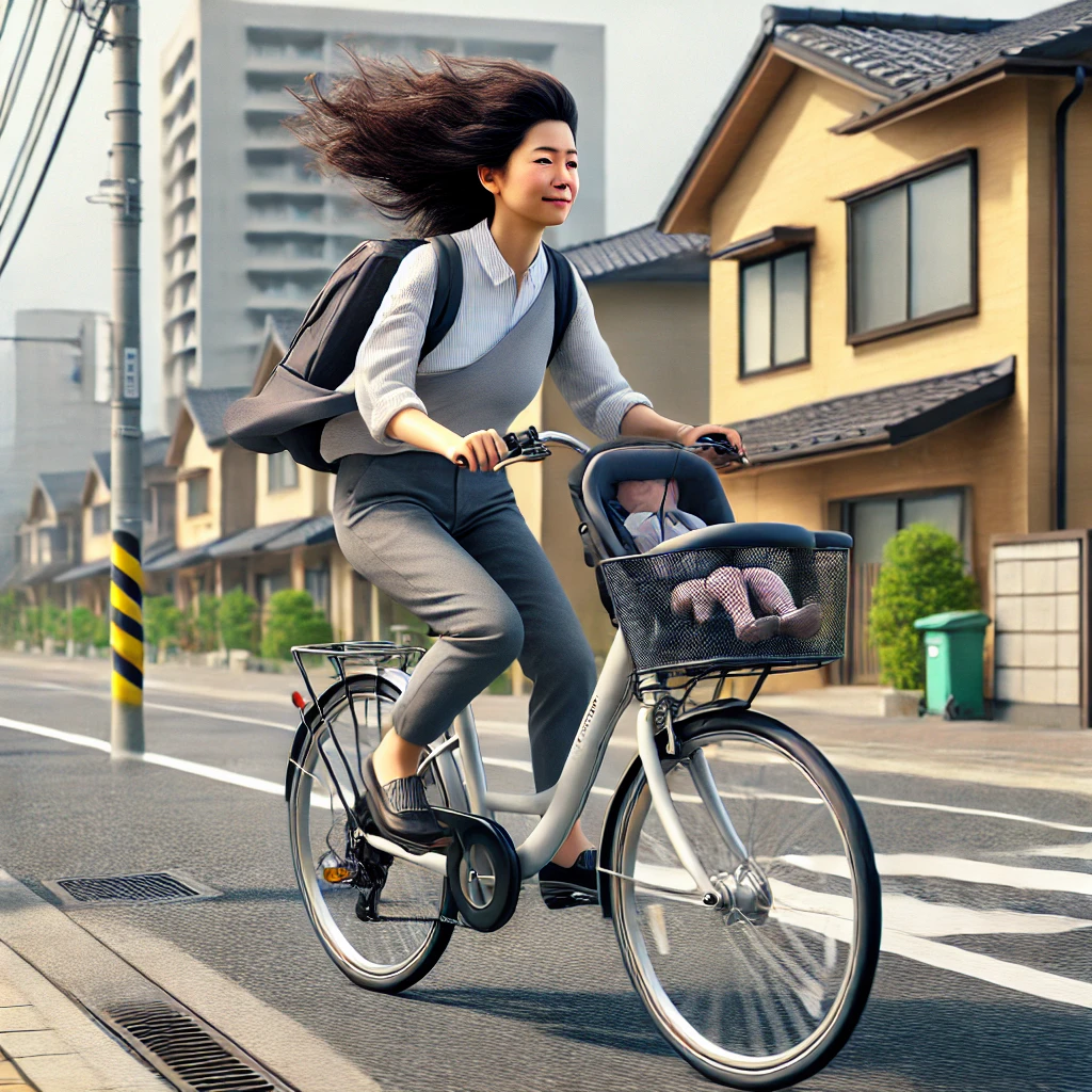 ママチャリ子供乗せ自転車注意