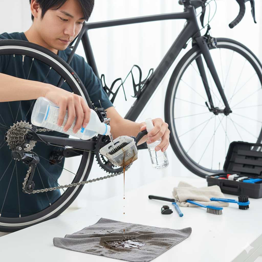 ロードバイク向けの自転車チェーンメンテナンス洗浄方法