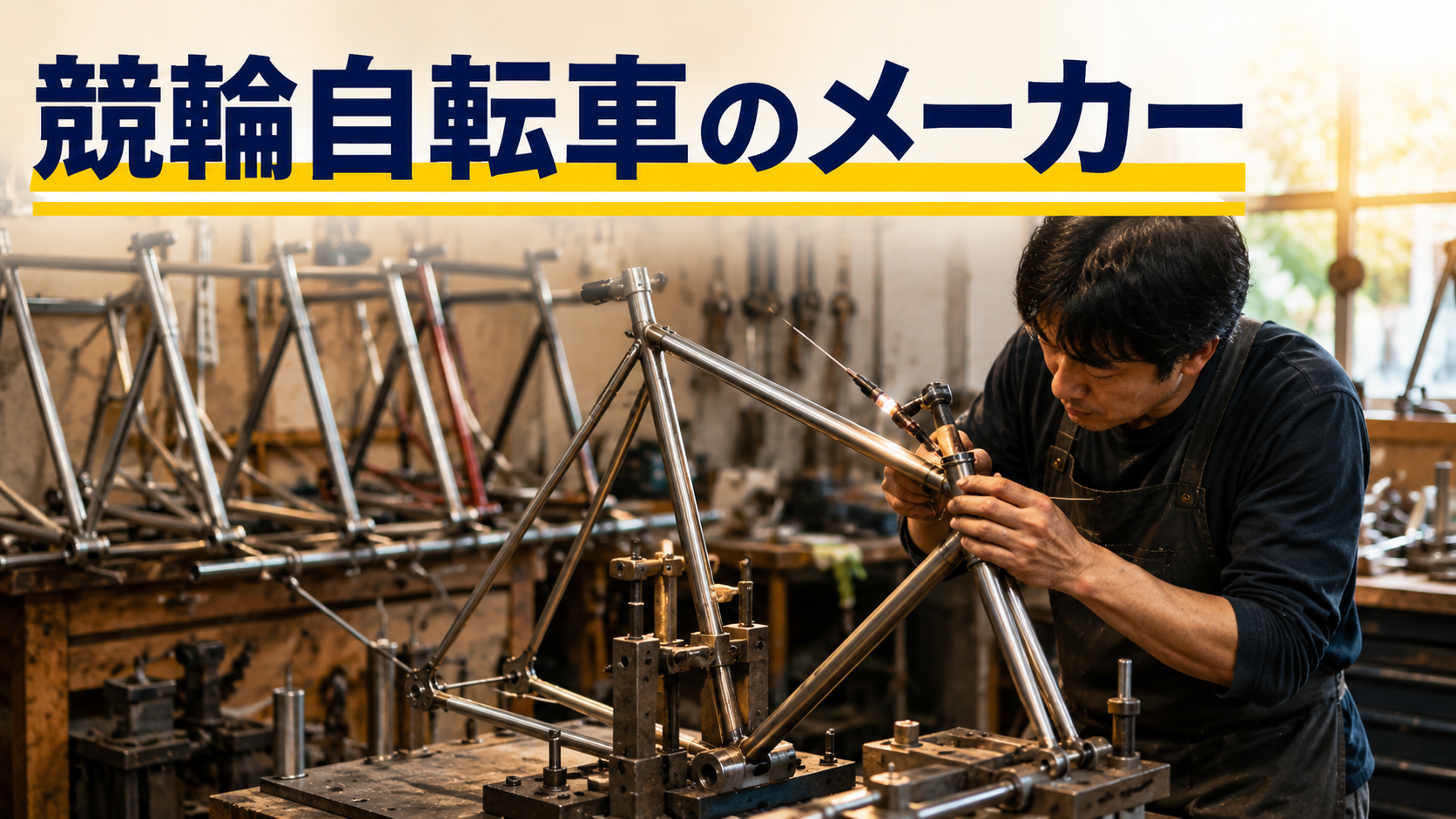 競輪用のクロモリフレームを手作業で製作する自転車職人