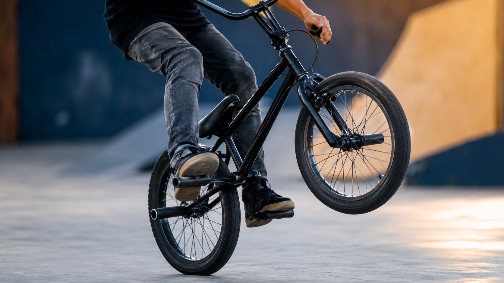 ペグと回転式ハンドルを使って技を行うフリースタイルBMX