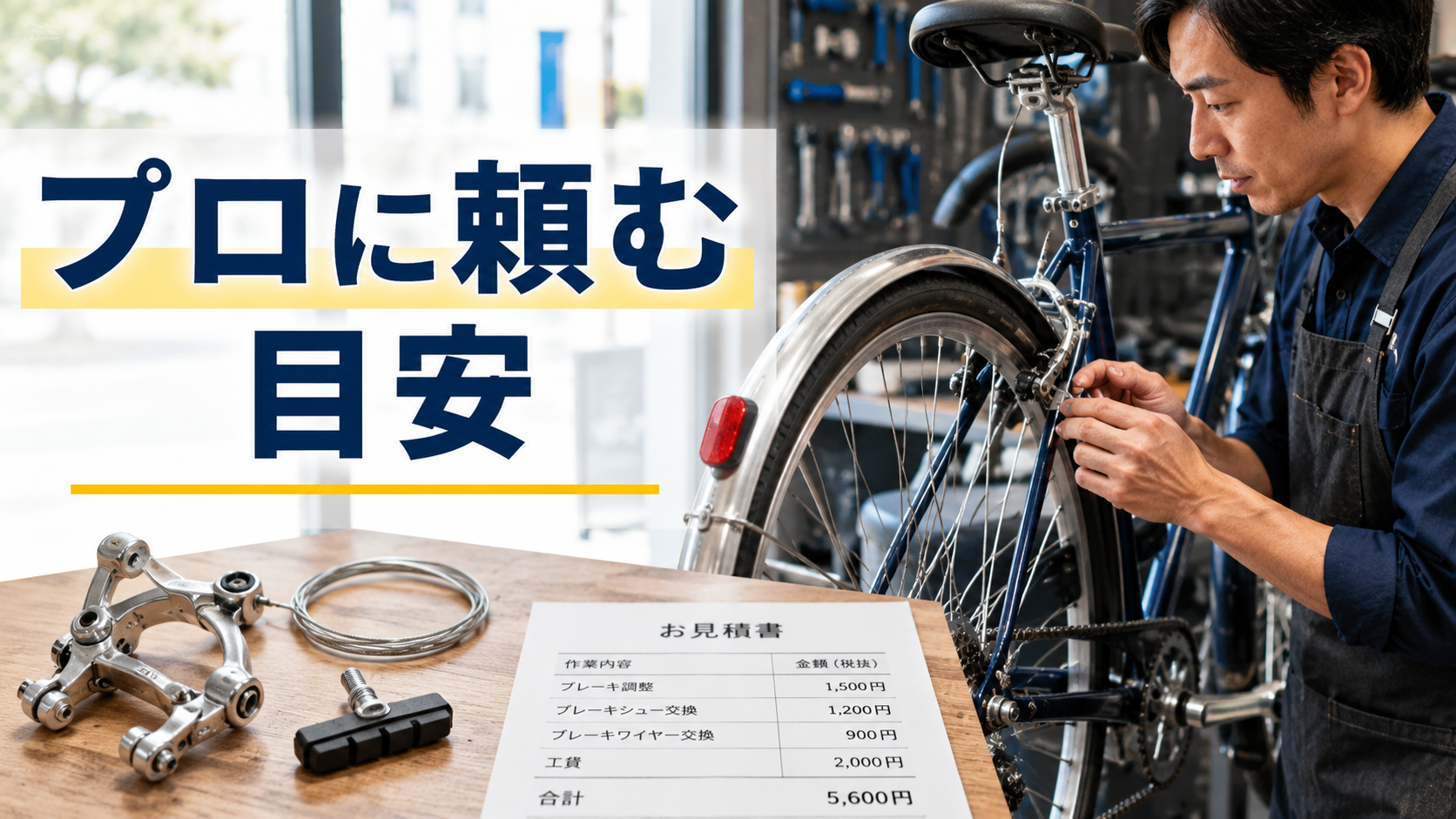 自転車店に後輪ブレーキ修理を依頼する判断基準と費用相場を表す画像