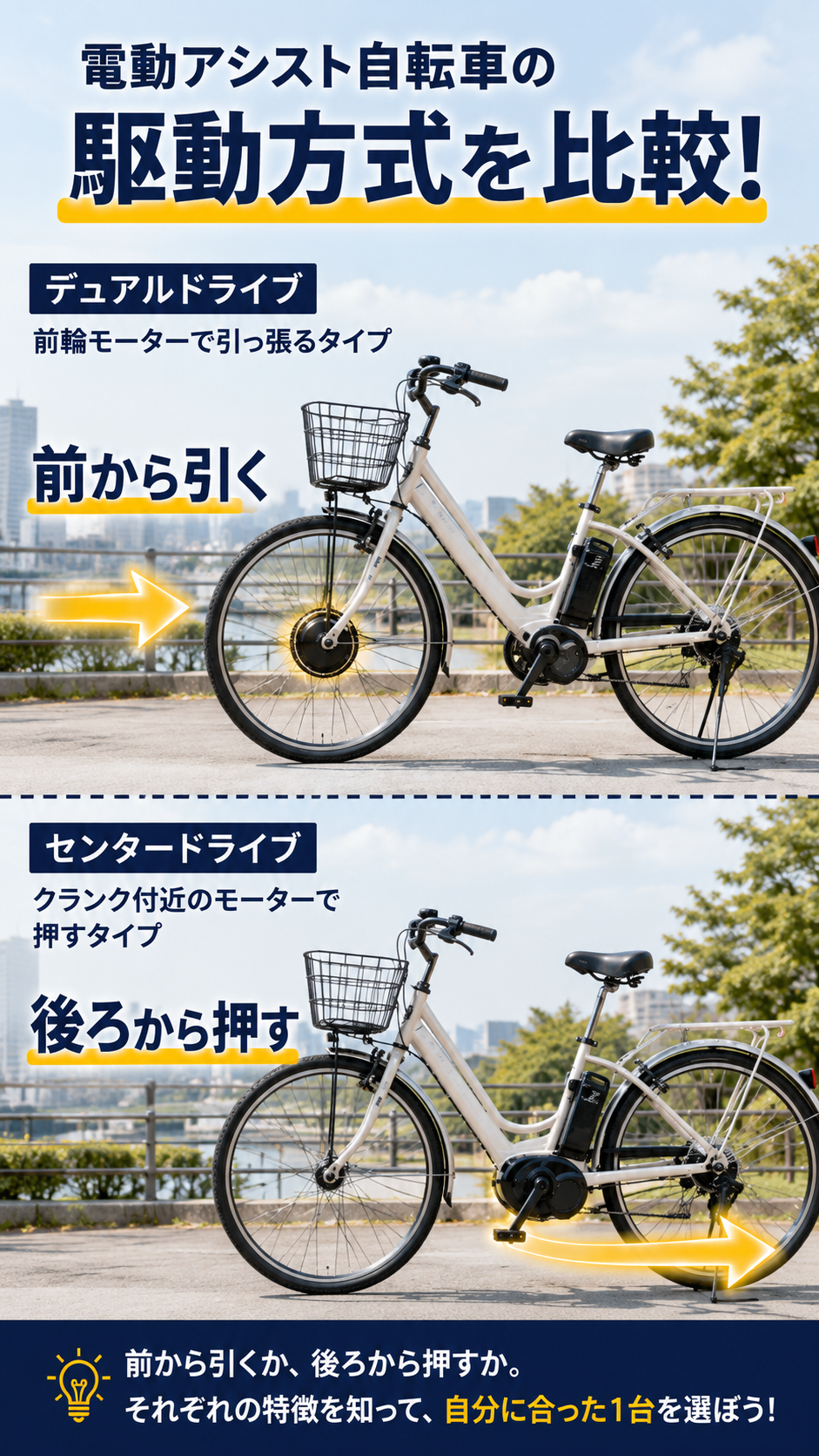 減速時に前輪モーターからバッテリーへ電力を戻す回復充電のイメージ